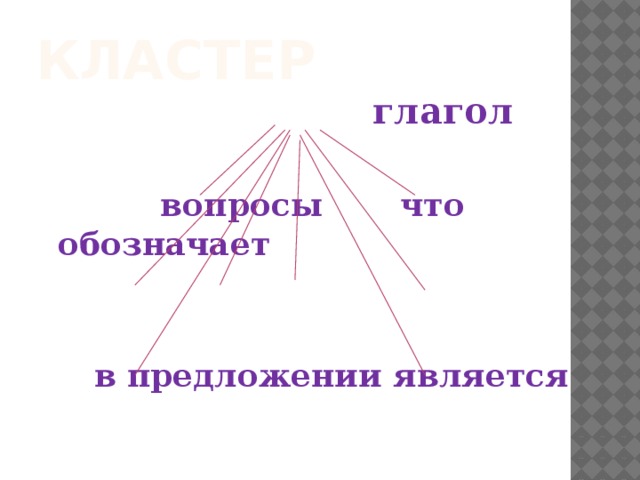 Схема кластер по глаголу