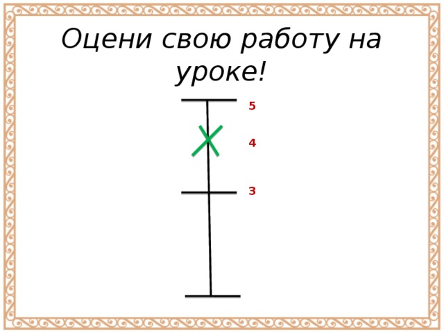 Оцени свою работу на уроке! 5 4 3 