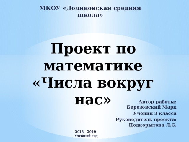 Проект по математике 4 числа вокруг нас