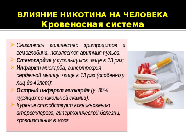 Действие никотина на человека. Влияние никотина на кровеносную систему. Влияние курения на кровеносную систему. Влияние табака на кровеносную систему.