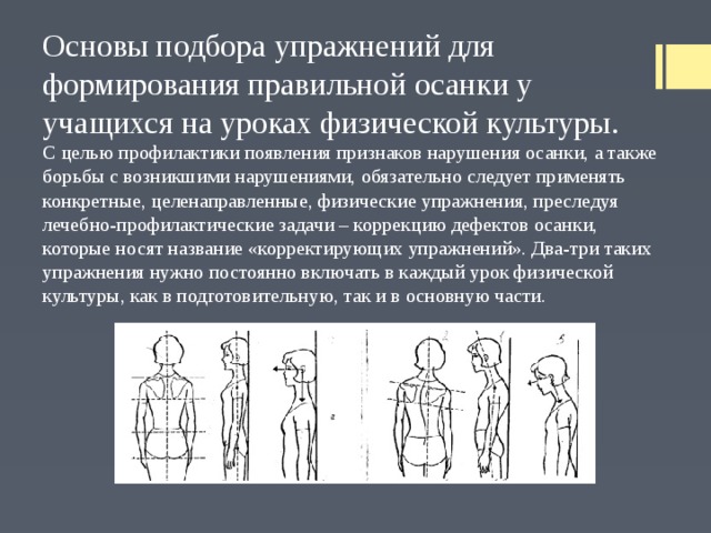 Роль физических упражнений в формировании осанки школьников презентация