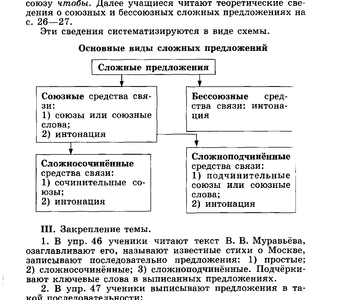 Урок русского языка в 9 классе. Союзные и бессоюзные сложные предложения