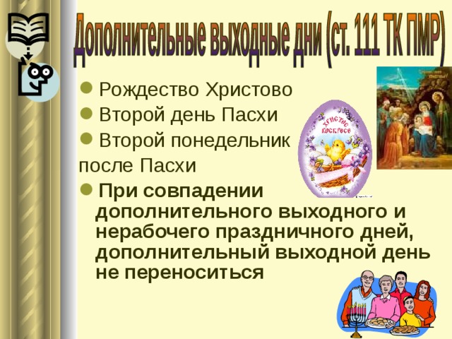 Каждый день после пасхи. Понедельник после Пасхи. Следующий день после Пасхи. Второй день после Пасхи. Следующая неделя после Пасхи.