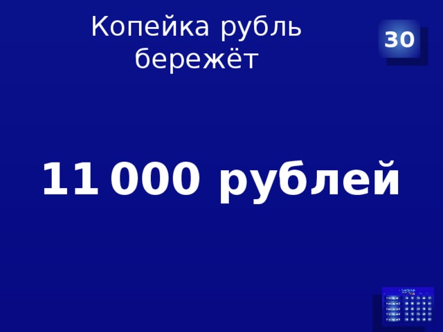 Копейка рубль бережёт 30  11 000 рублей 