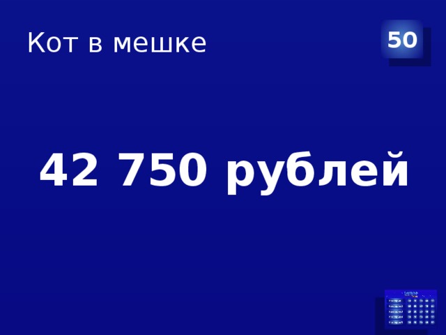 Кот в мешке 50 42 750 рублей 