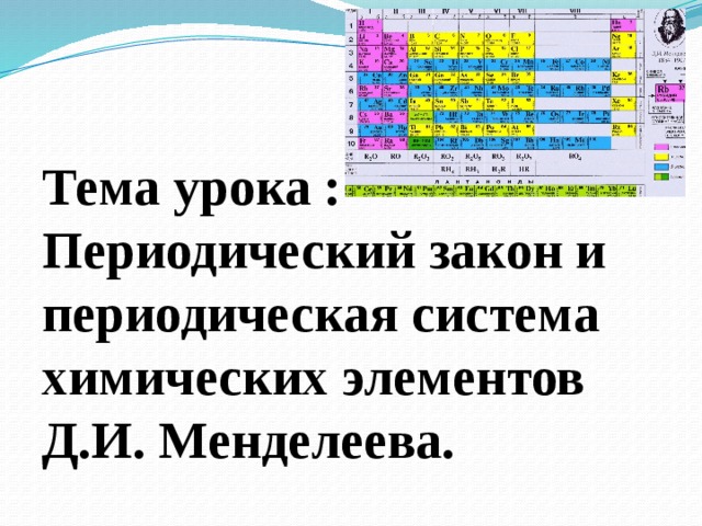 Урок периодическая система химических элементов 8 класс. Урок по теме периодический закон и периодическая система 8 класс.