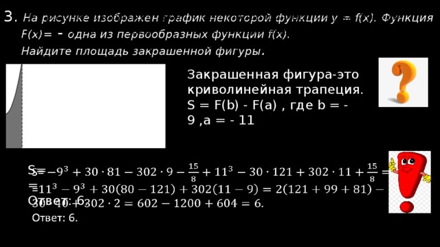 Найти площадь закрашенной фигуры первообразная