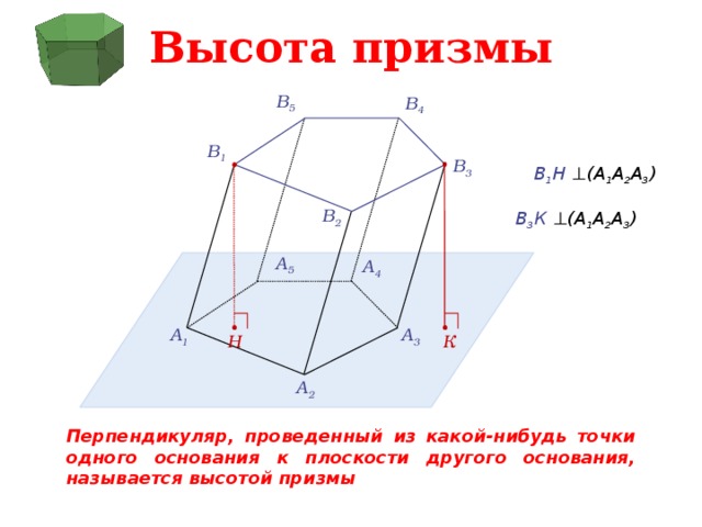 Может ли высота одной из боковых граней наклонной призмы являться и высотой призмы рисунок