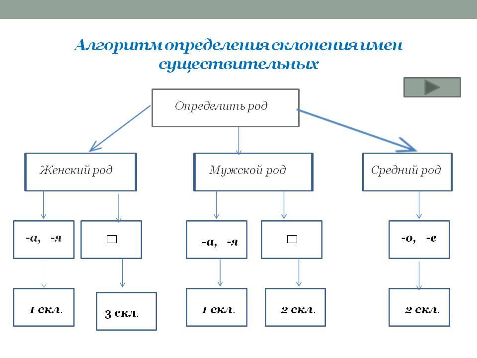 План урока три склонения имен существительных 5 класс