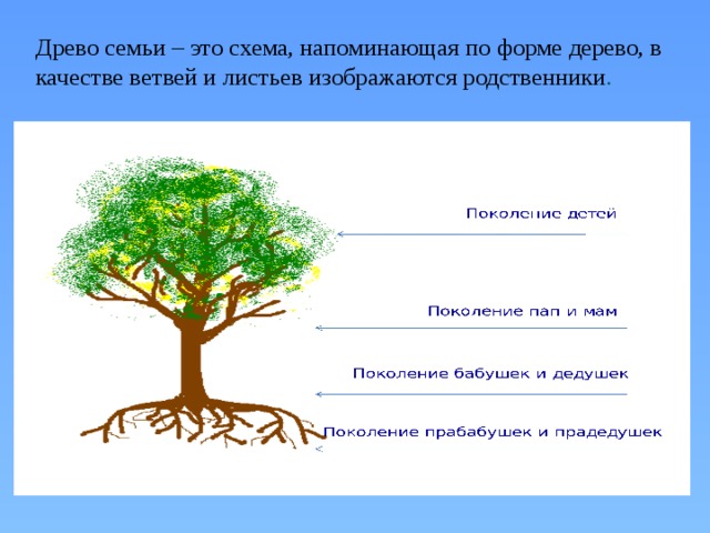 Родственные связи можно представить в виде схемы например на схеме ниже представлена семья