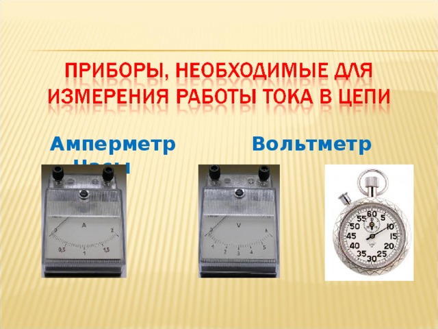  Амперметр  Вольтметр  Часы  
