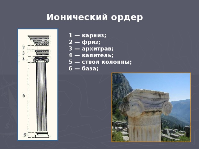 Карниз ионического ордера