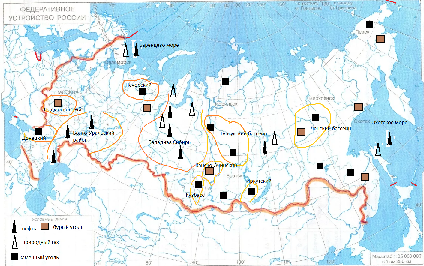 Контурная карта ресурсы