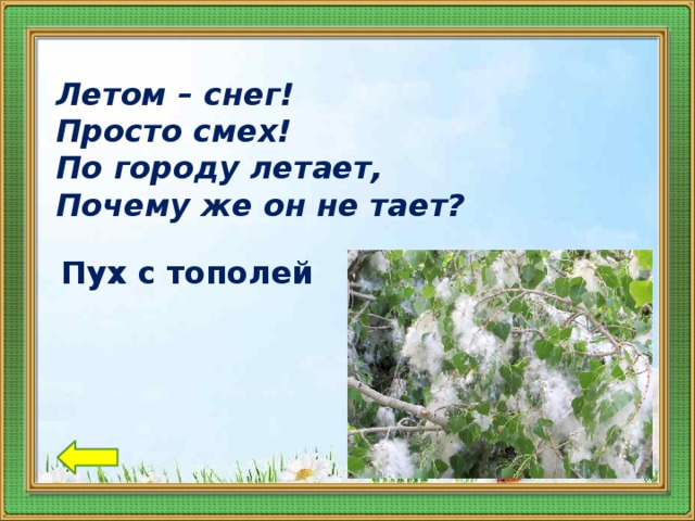 Тает пух. Загадки про Тополиный пух. Загадки про Тополь. Загадка про Тополь для детей. Летом снег просто смех.