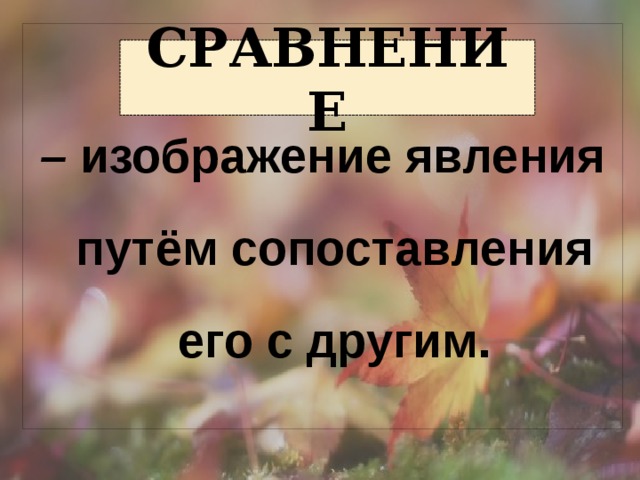  – изображение явления путём сопоставления его с другим. Сравнение 