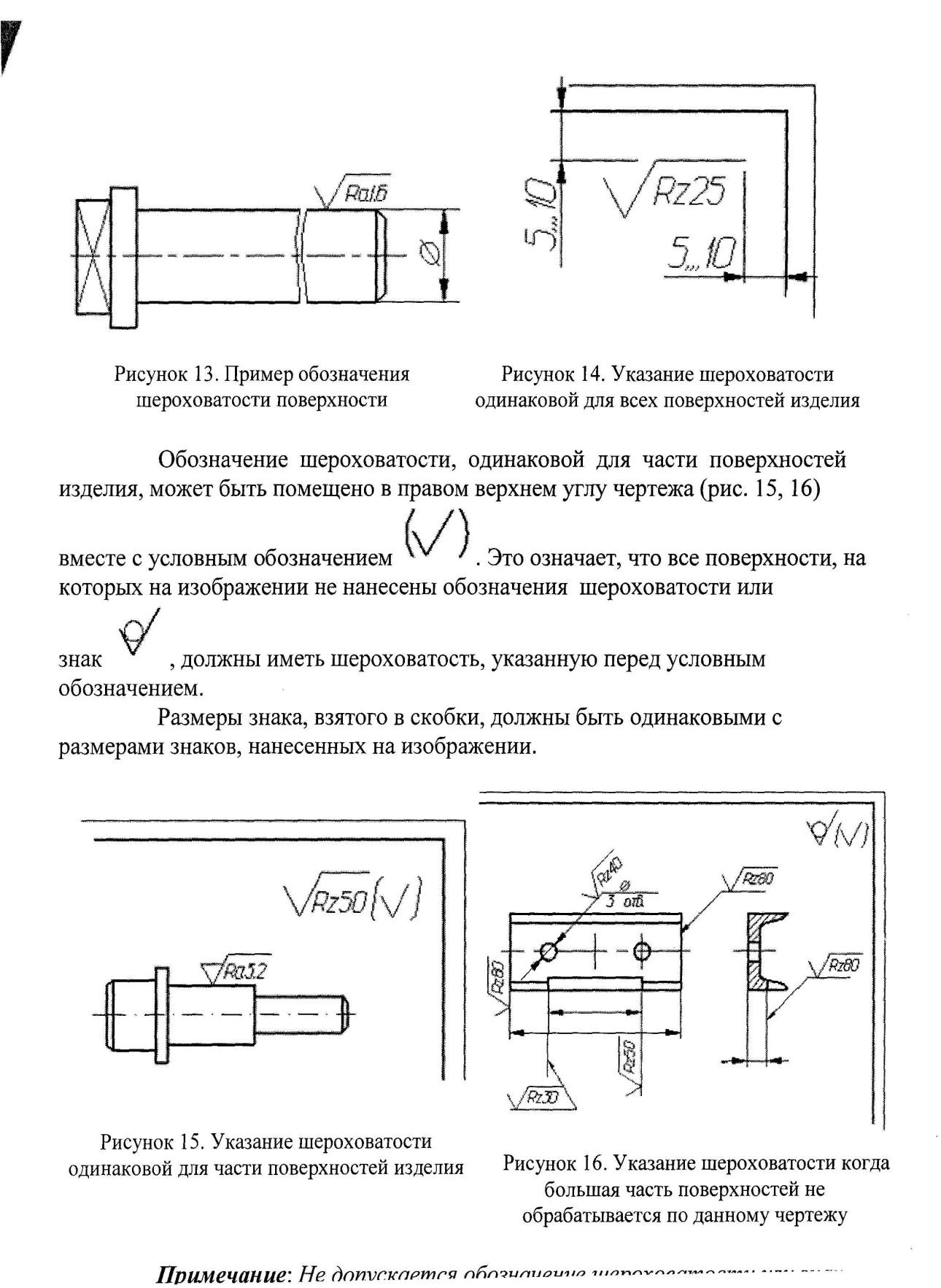 Обозначение шероховатости поверхности детали на чертеже