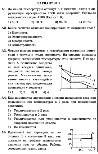 Четыре разных вещества в газообразном состоянии поместили в сосуды и стали охлаждать на рисунке