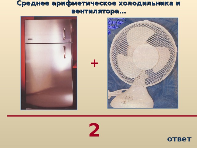 Среднее арифметическое холодильника и вентилятора… + 2 ответ
