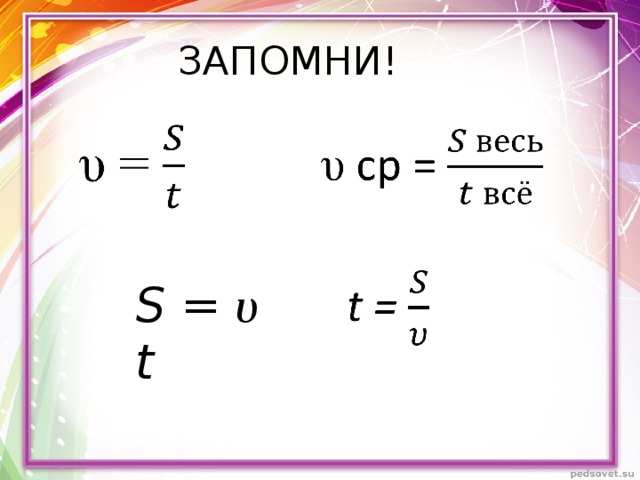 ЗАПОМНИ! S = υ t 