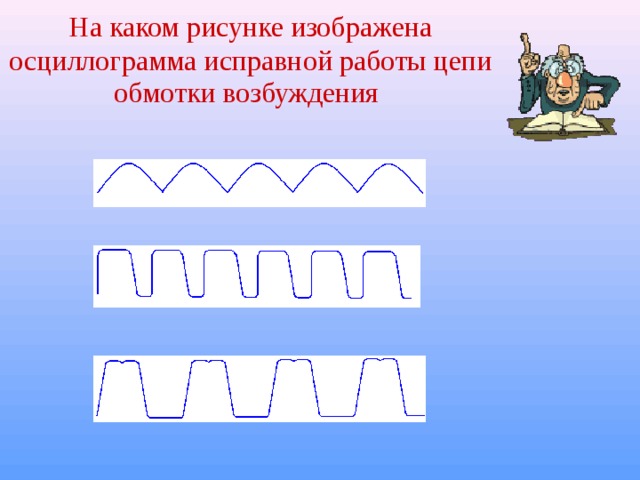 На каком рисунке изображена осциллограмма исправной работы цепи обмотки возбуждения  