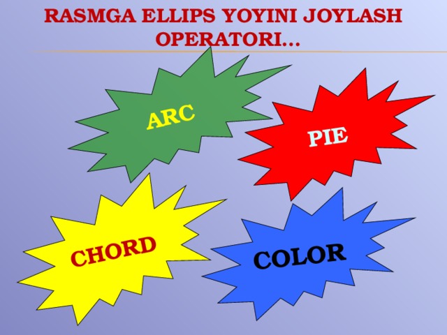  RASMGA ELLIPS YOYINI JOYLASH OPERATORI… CHORD COLOR PIE ARC 