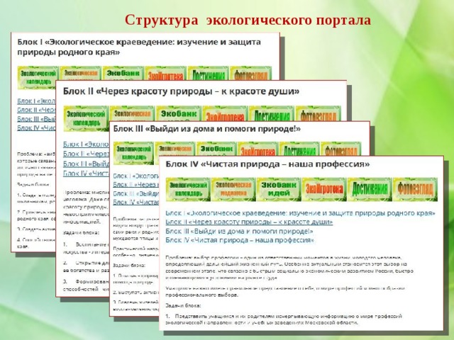 Структура экологического портала 