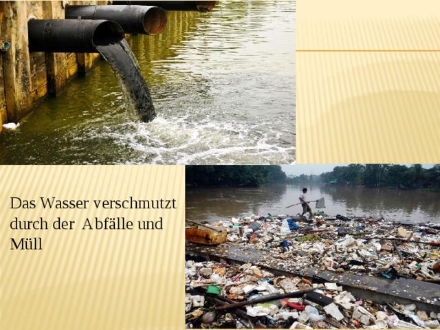 Das Wasser verschmutzt durch der Abfälle und Müll 