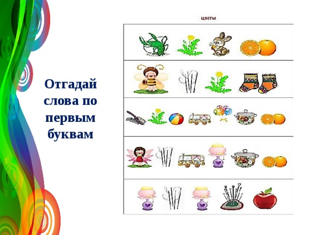 Отгадай слова по первым буквам 