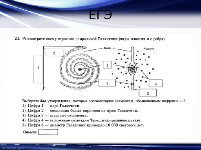 Схема строения нашей спиральной галактики