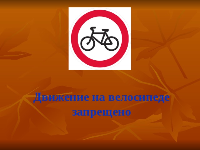 Движение на велосипеде запрещено  