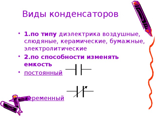 Презентация на тему виды конденсаторов