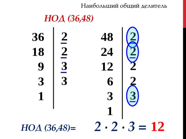 Наибольший общий делитель 1