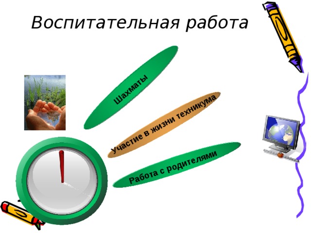 Классные часы Участие в жизни техникума Шахматы Работа с родителями Воспитательная работа 