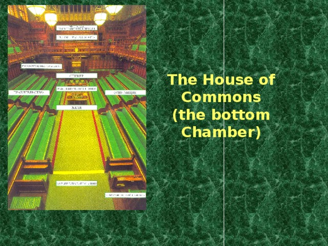 The House of Commons  (the bottom Chamber)