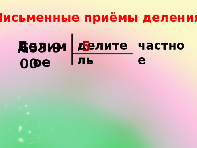 Письменные приёмы деления: Делимое делитель частное 5 653.900 