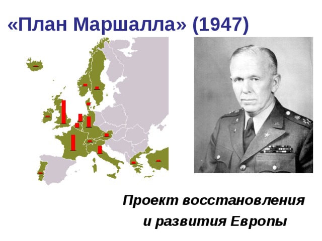 «План Маршалла» (1947)  Проект восстановления  и развития Европы 