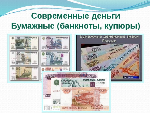 Современные деньги  Бумажные (банкноты, купюры)