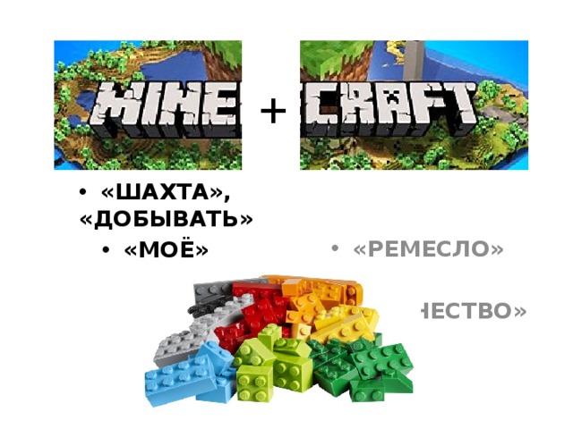 + «ШАХТА», «ДОБЫВАТЬ» «МОЁ» «РЕМЕСЛО»  «ТВОРЧЕСТВО» 