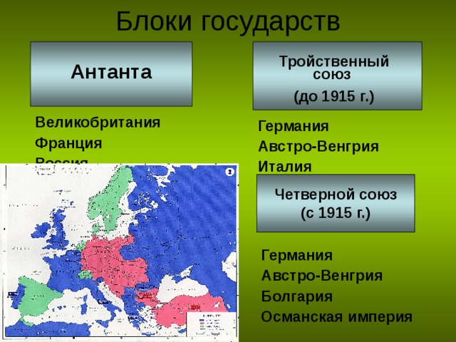 В военный союз входит россия. Тройственный Союз Германии Австро-Венгрии и Италии. Болгария Антанта или тройственный Союз.