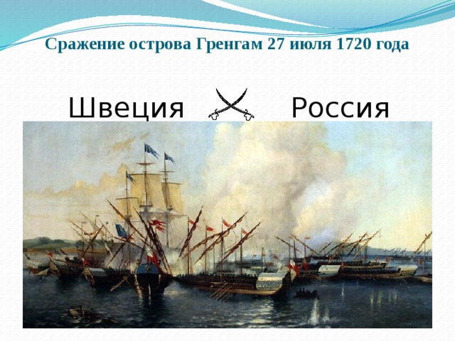 Сражение острова Гренгам 27 июля 1720 года  Швеция Россия 