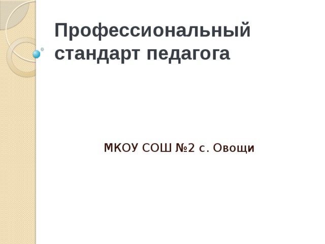 Профессиональный стандарт педагога МКОУ СОШ №2 с. Овощи 