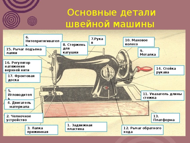 Строение швейной машинки рисунки с надписями