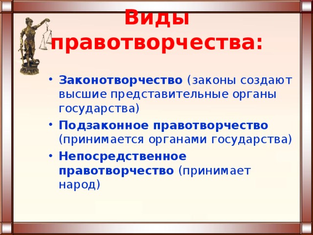 Функции правотворчества презентация