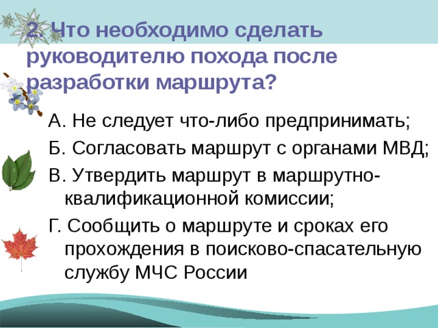 Что необходимо сделать руководителю похода после разработки маршрута