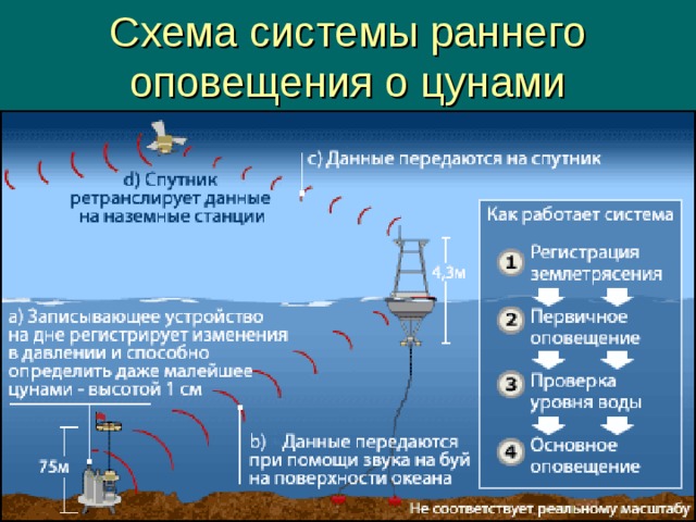 Схема системы раннего оповещения о цунами 