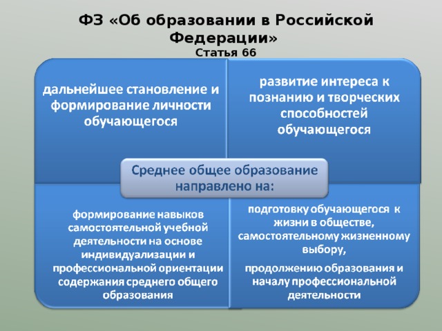     ФЗ «Об образовании в Российской Федерации»  Статья 66    