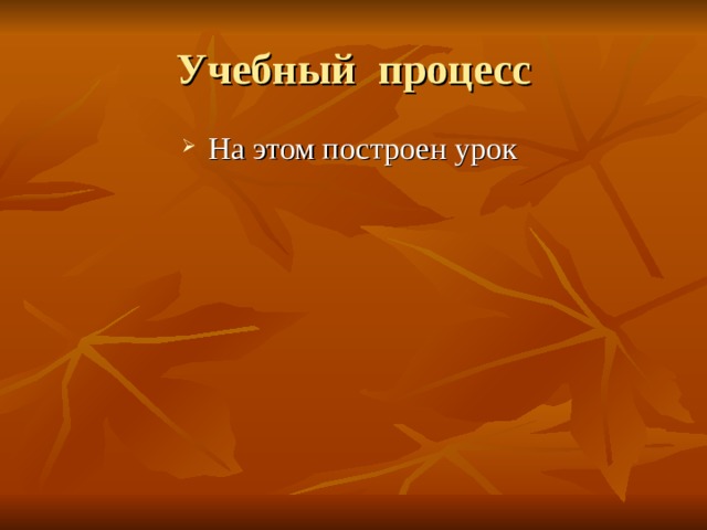 Учебный процесс На этом построен урок 
