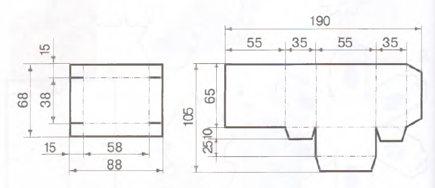 Коробочка с крышкой технология 3. Чертеж развертки коробки. Чертеж развертки коробки и крышки. Чертеж коробки с размерами. Чертёж коробочки с размерами.