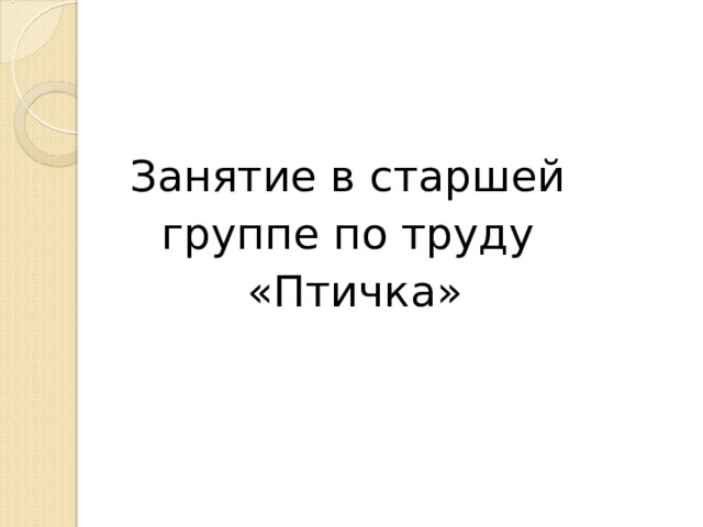 Занятие в старшей группе по труду «Птичка» 