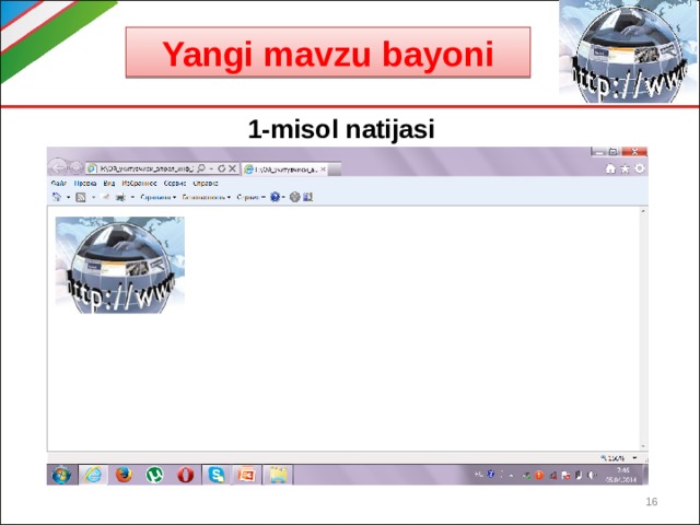Yangi mavzu bayoni 1-misol natijasi   